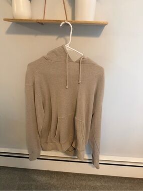 TNA Ribbed Hoodie in Light Taupe